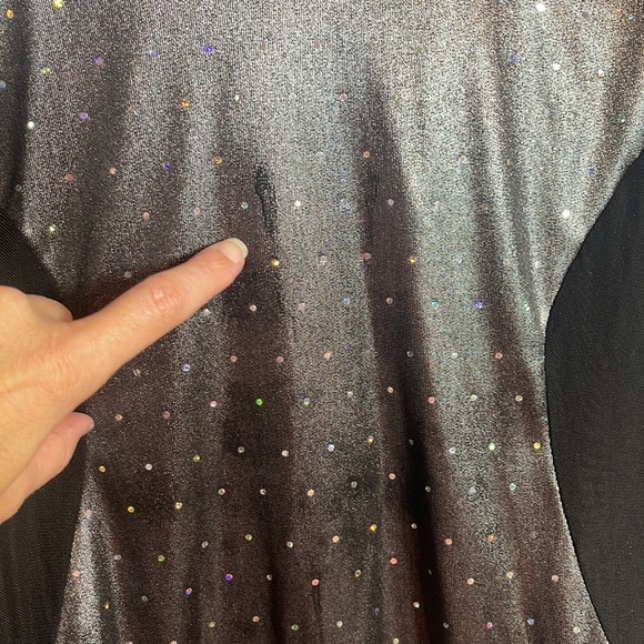 Revolution Dancewear Costume Large Adult LA Black Silver Sequins Short Unitard - Picture 4 of 14